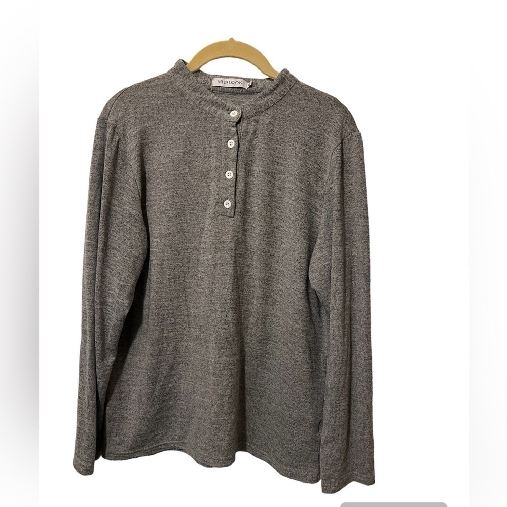 MISSLOOK Gray V Neck Oversized Slouchy Pullover Sweater Size medium